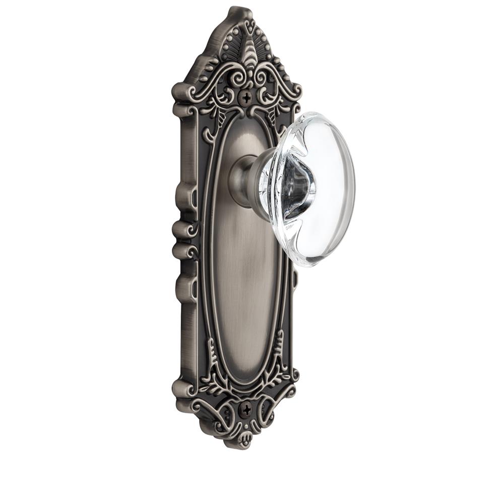 Grandeur by Nostalgic Warehouse GVCPRO Passage Knob - Grande Victorian Plate with Provence Crystal Knob in Antique Pewter